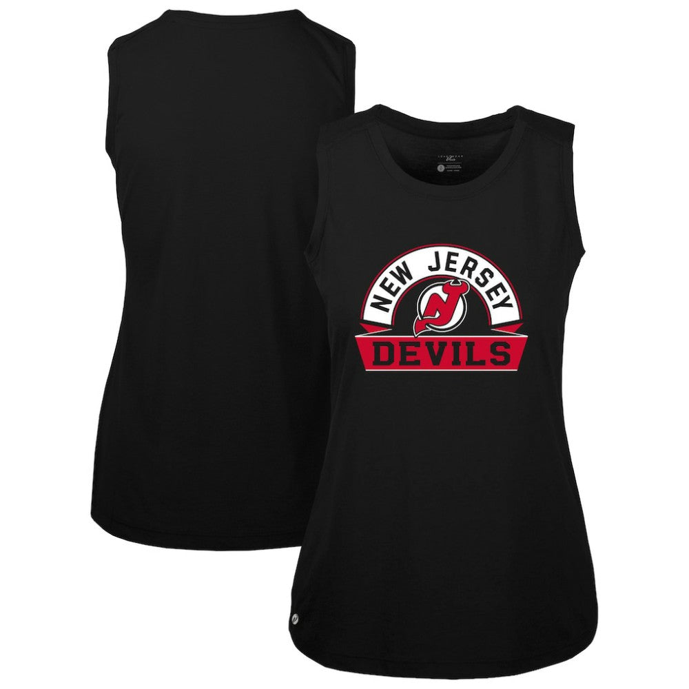 NHL Black New Jersey Devils Levelwear Women's Macy Banner Arch Tank Top