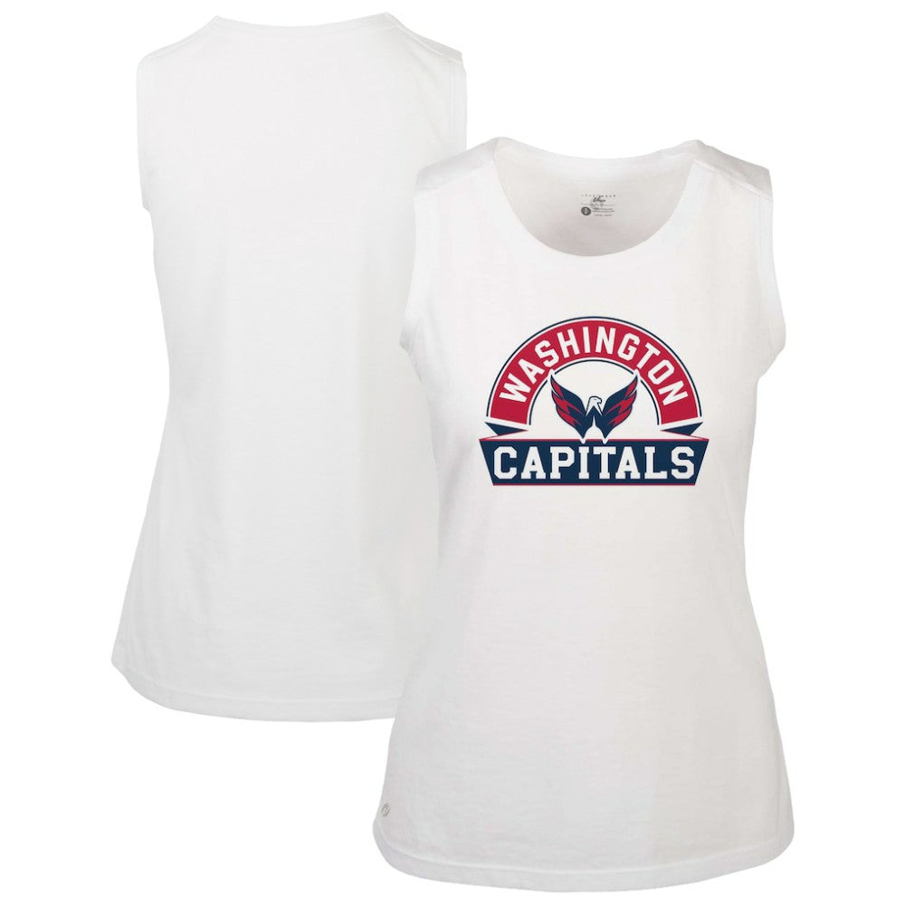 NHL White Washington Capitals Levelwear Women's Macy Banner Arch Tank Top