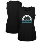 NHL Black San Jose Sharks Levelwear Women's Macy Banner Arch Tank Top
