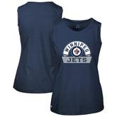 NHL Navy Winnipeg Jets Levelwear Women's Macy Banner Arch Tank Top