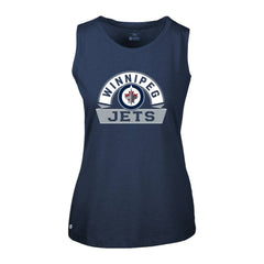 NHL Navy Winnipeg Jets Levelwear Women's Macy Banner Arch Tank Top