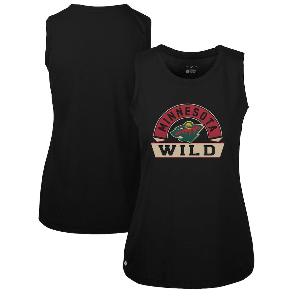 NHL Black Minnesota Wild Levelwear Women's Macy Banner Arch Tank Top