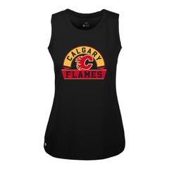 NHL Black Calgary Flames Levelwear Women's Macy Banner Arch Tank Top