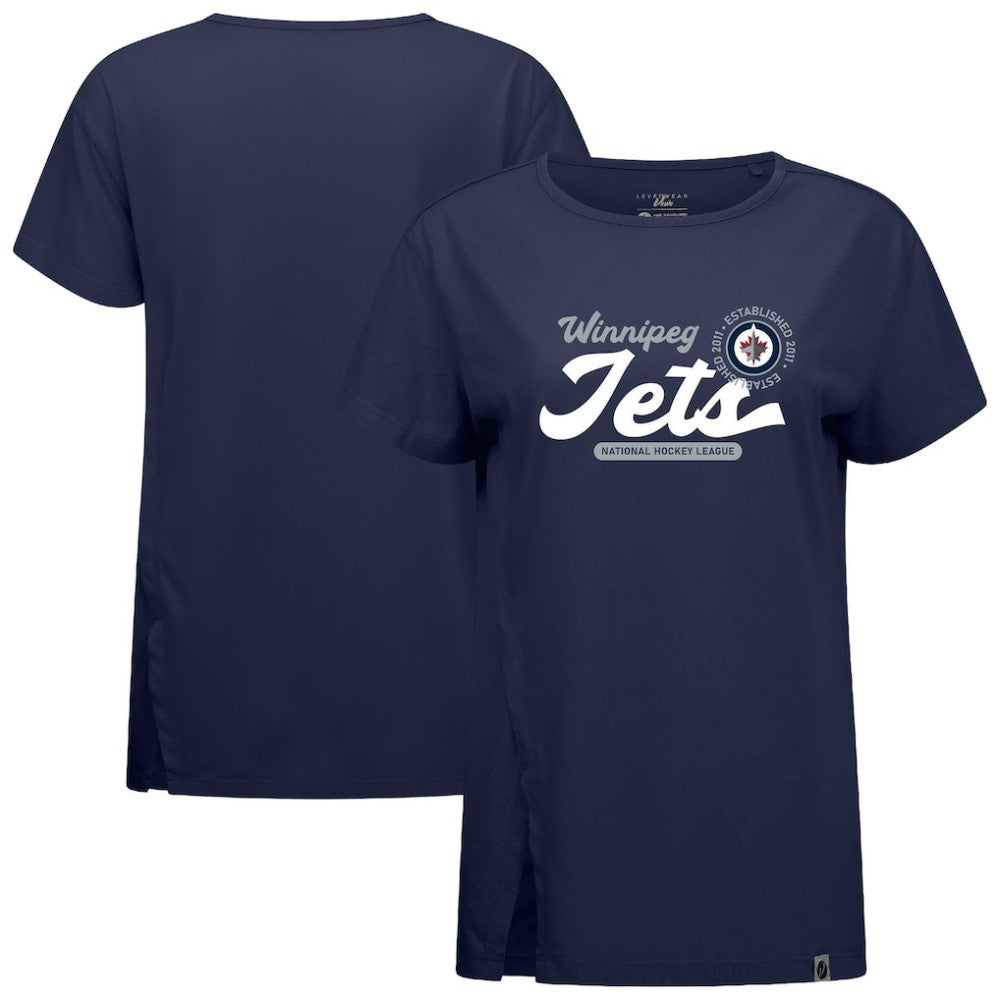 NHL Navy Winnipeg Jets Levelwear Women's Influx Monument T-Shirt