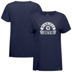 NHL Navy Winnipeg Jets Levelwear Women's Influx Banner Arch T-Shirt