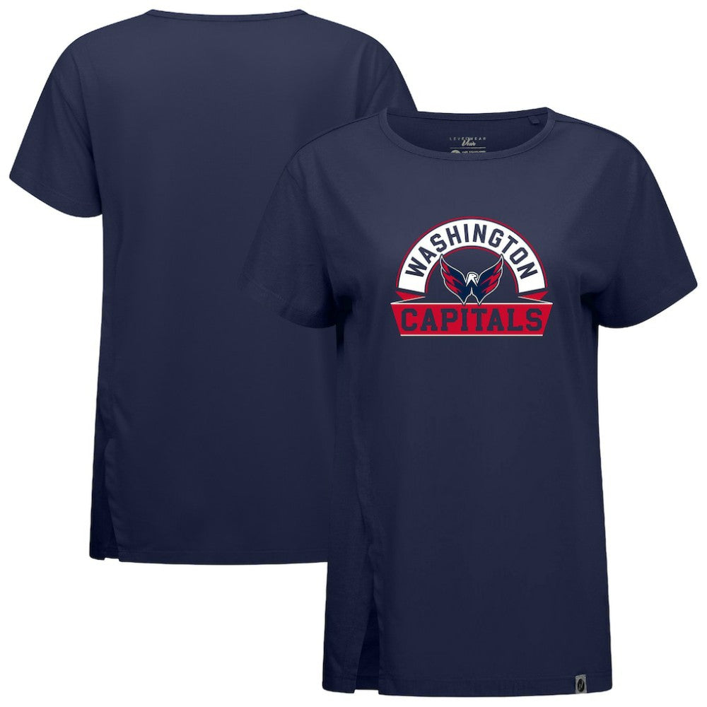 NHL Navy Washington Capitals Levelwear Women's Influx Banner Arch T-Shirt