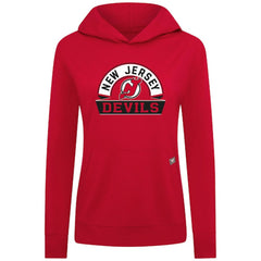 NHL Red New Jersey Devils Levelwear Women's Relay Banner Arch Pullover Hoodie