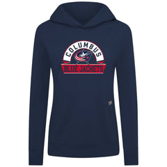 NHL Navy Columbus Blue Jackets Levelwear Women's Relay Banner Arch Pullover Hoodie