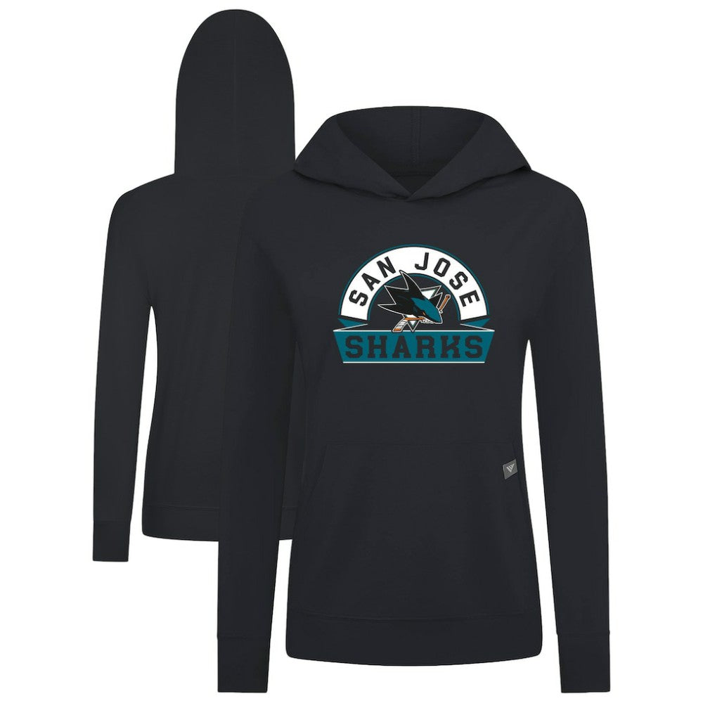 NHL Black San Jose Sharks Levelwear Women's Relay Banner Arch Pullover Hoodie
