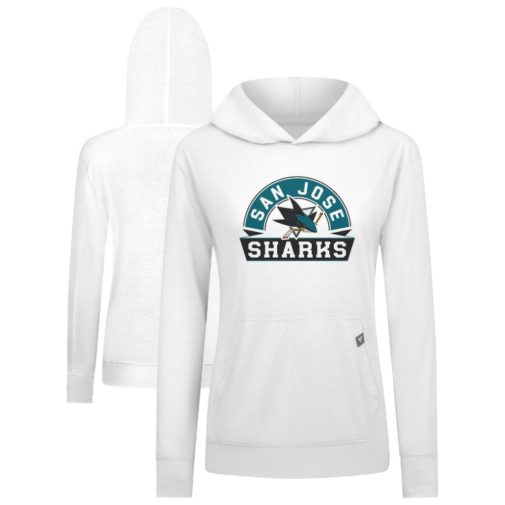 NHL White San Jose Sharks Levelwear Women's Relay Banner Arch Pullover Hoodie