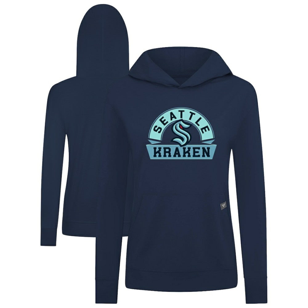 NHL Deep Sea Blue Seattle Kraken Levelwear Women's Relay Banner Arch Pullover Hoodie