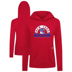 NHL Red New York Rangers Levelwear Women's Relay Banner Arch Pullover Hoodie