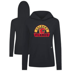 NHL Black Calgary Flames Levelwear Women's Relay Banner Arch Pullover Hoodie