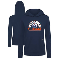 NHL Navy Edmonton Oilers Levelwear Women's Relay Banner Arch Pullover Hoodie