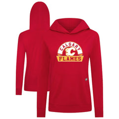 NHL Red Calgary Flames Levelwear Women's Relay Banner Arch Pullover Hoodie