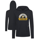 NHL Black Pittsburgh Penguins Levelwear Women's Relay Banner Arch Pullover Hoodie