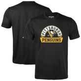 NHL Black Pittsburgh Penguins Levelwear Youth Little Richmond Banner Arch T-Shirt