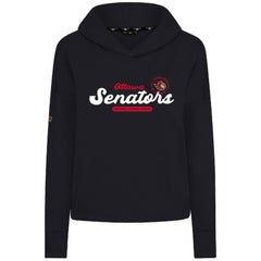 NHL Black Ottawa Senators Levelwear Women's Sweet Monument Tri-Blend Cropped Pullover Hoodie