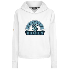 NHL White Seattle Kraken Levelwear Women's Sweet Banner Arch Tri-Blend Cropped Pullover Hoodie