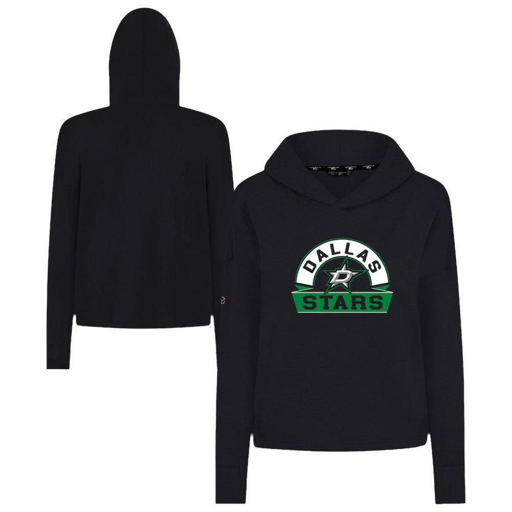 NHL Black Dallas Stars Levelwear Women's Sweet Banner Arch Tri-Blend Cropped Pullover Hoodie