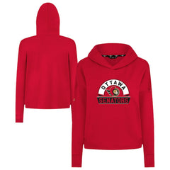 NHL Red Ottawa Senators Levelwear Women's Sweet Banner Arch Tri-Blend Cropped Pullover Hoodie
