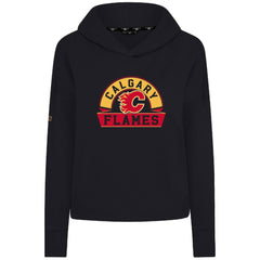 NHL Black Calgary Flames Levelwear Women's Sweet Banner Arch Tri-Blend Cropped Pullover Hoodie