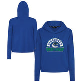 NHL Royal Vancouver Canucks Levelwear Women's Sweet Banner Arch Tri-Blend Cropped Pullover Hoodie