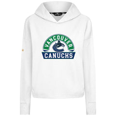NHL White Vancouver Canucks Levelwear Women's Sweet Banner Arch Tri-Blend Cropped Pullover Hoodie