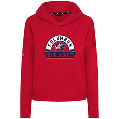 NHL Red Columbus Blue Jackets Levelwear Women's Sweet Banner Arch Tri-Blend Cropped Pullover Hoodie