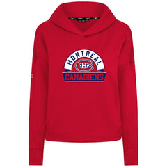 NHL Red Montreal Canadiens Levelwear Women's Sweet Banner Arch Tri-Blend Cropped Pullover Hoodie
