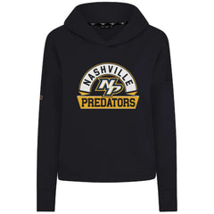 NHL Black Nashville Predators Levelwear Women's Sweet Banner Arch Tri-Blend Cropped Pullover Hoodie
