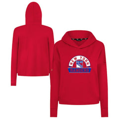 NHL Red New York Rangers Levelwear Women's Sweet Banner Arch Tri-Blend Cropped Pullover Hoodie