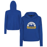NHL Royal Buffalo Sabres Levelwear Women's Sweet Banner Arch Tri-Blend Cropped Pullover Hoodie