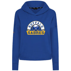 NHL Royal Buffalo Sabres Levelwear Women's Sweet Banner Arch Tri-Blend Cropped Pullover Hoodie