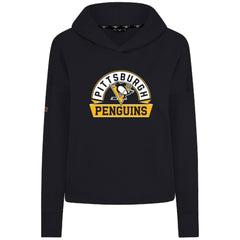 NHL Black Pittsburgh Penguins Levelwear Women's Sweet Banner Arch Tri-Blend Cropped Pullover Hoodie