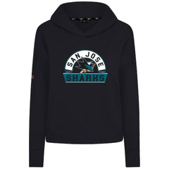 NHL Black San Jose Sharks Levelwear Women's Sweet Banner Arch Tri-Blend Cropped Pullover Hoodie