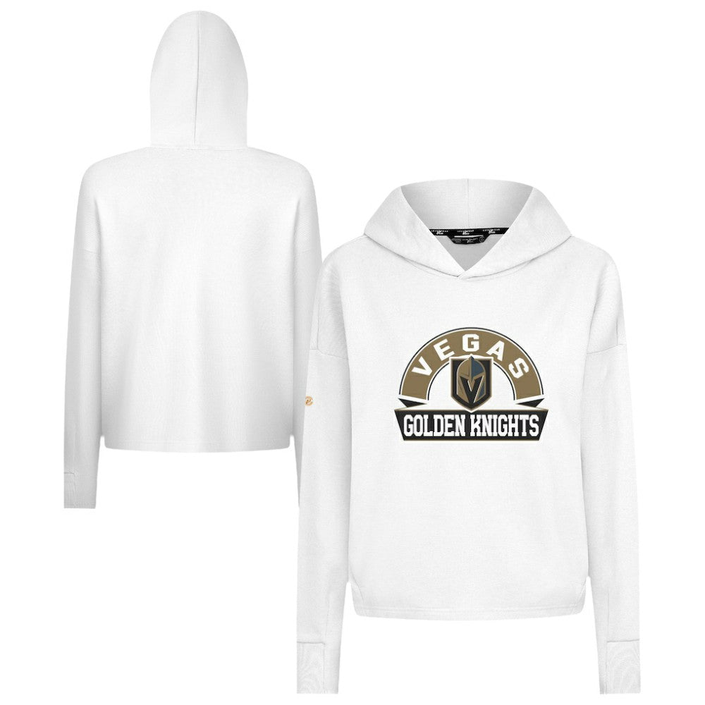 NHL White Vegas Golden Knights Levelwear Women's Sweet Banner Arch Tri-Blend Cropped Pullover Hoodie