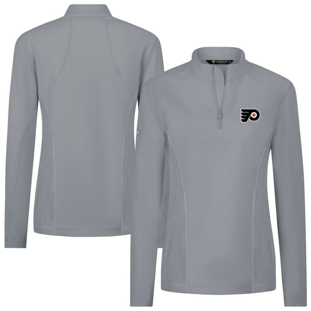 NHL Gray Philadelphia Flyers Levelwear Women's Upright Quarter-Zip Pullover
