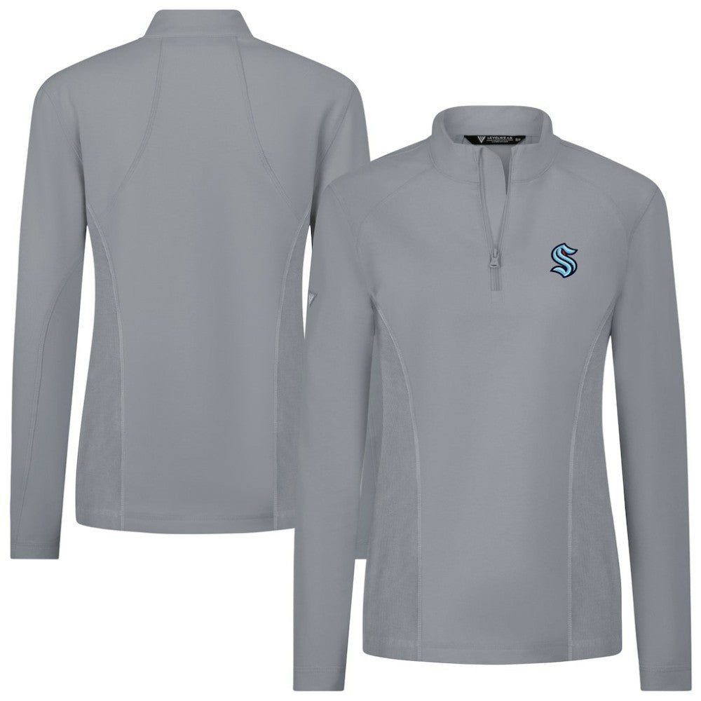 NHL Gray Seattle Kraken Levelwear Women's Upright Quarter-Zip Pullover