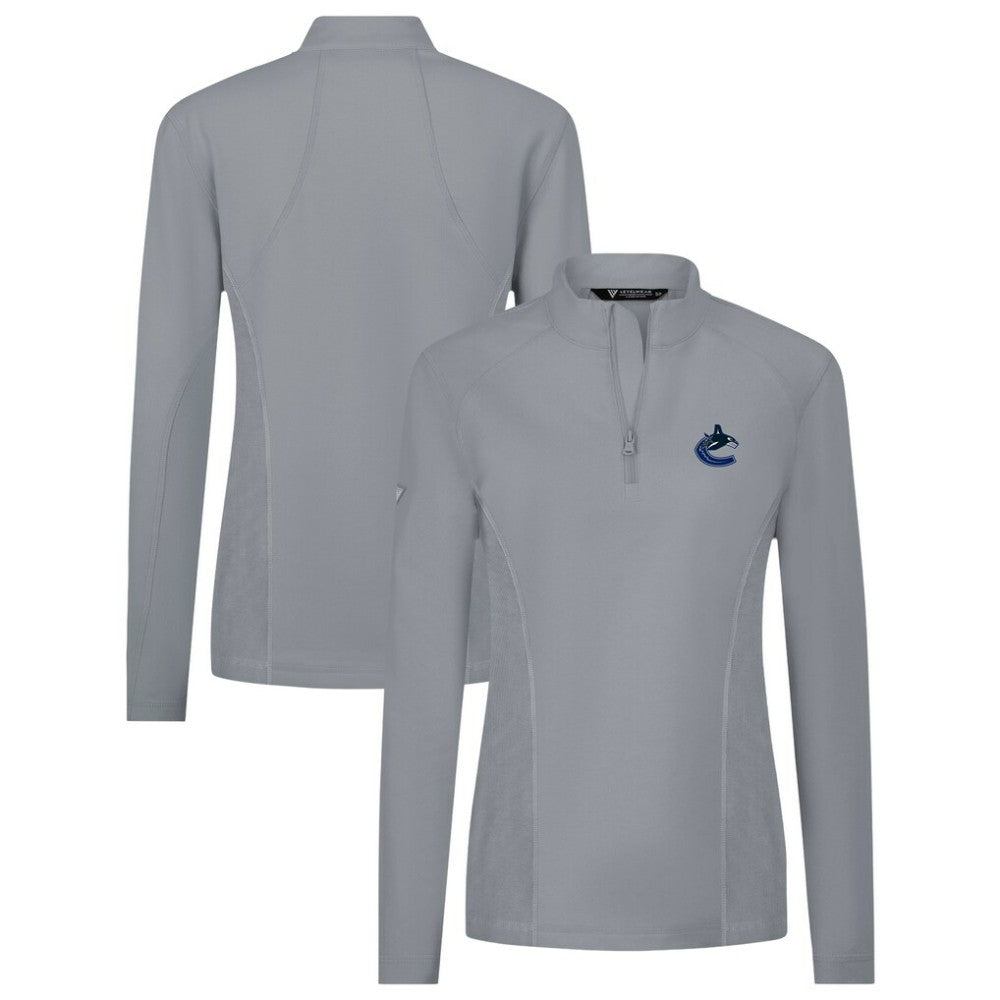NHL Gray Vancouver Canucks Levelwear Women's Upright Quarter-Zip Pullover