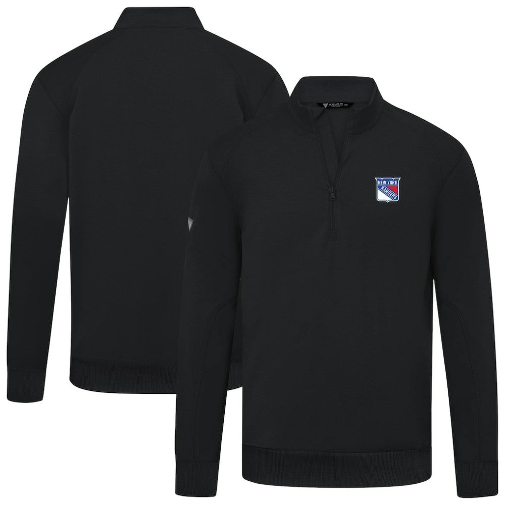 NHL Black New York Rangers Levelwear Upright Tri-Blend Quarter-Zip Pullover