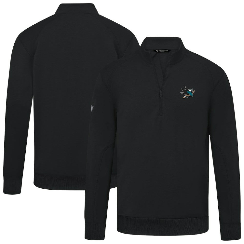 NHL Black San Jose Sharks Levelwear Upright Tri-Blend Quarter-Zip Pullover