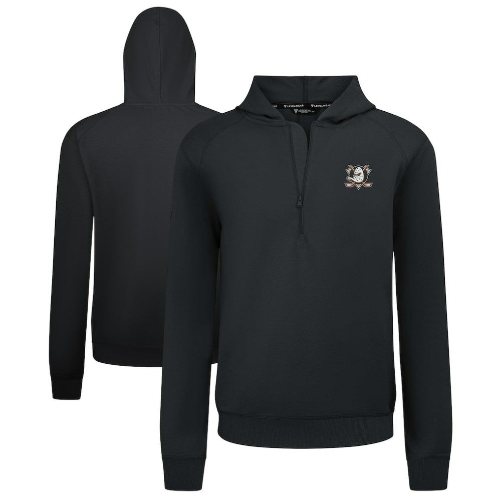 NHL Black Anaheim Ducks Levelwear Technic Quarter-Zip Pullover Hoodie