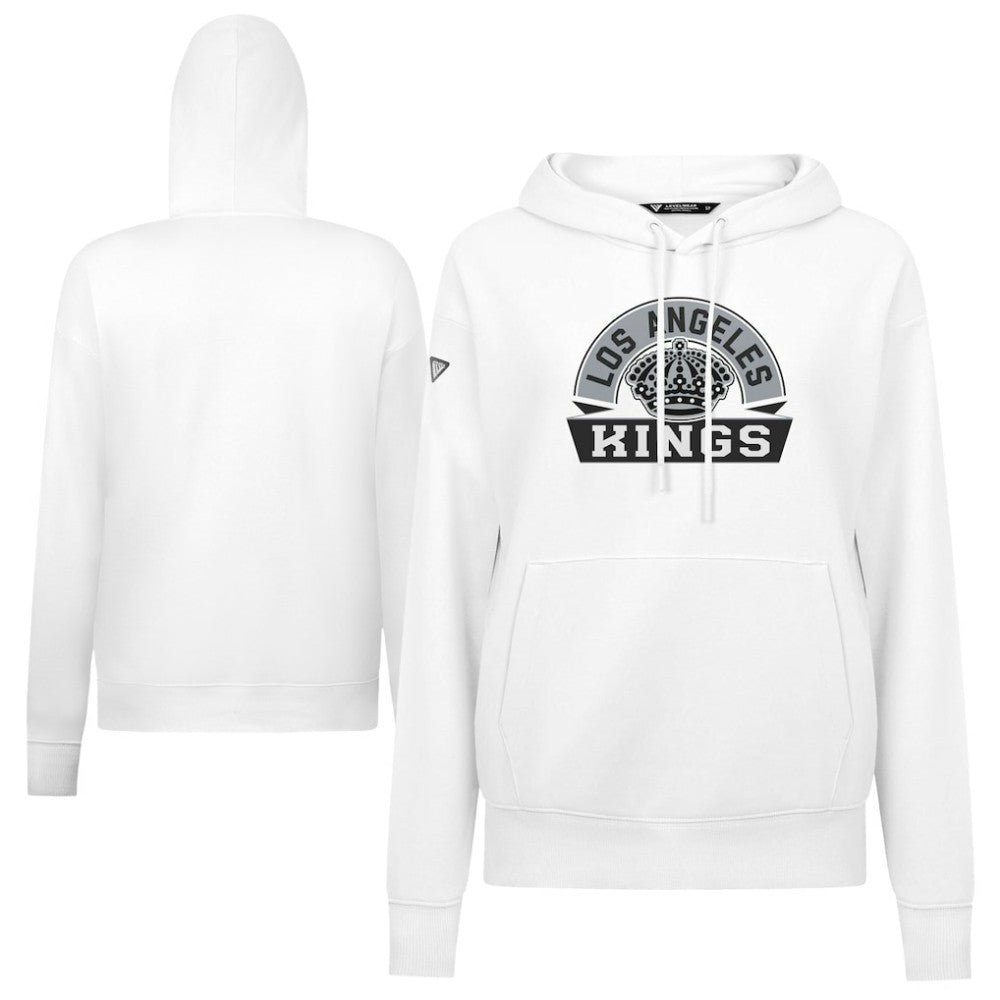 NHL White Los Angeles Kings Levelwear Women's Adorn Banner Arch Pullover Hoodie