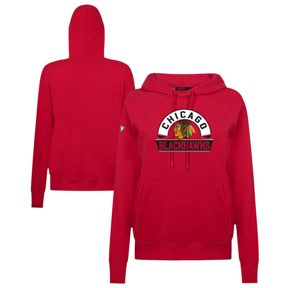 NHL Red Chicago Blackhawks Levelwear Women's Adorn Banner Arch Pullover Hoodie