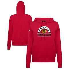 NHL Red Chicago Blackhawks Levelwear Women's Adorn Banner Arch Pullover Hoodie