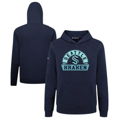 NHL Navy Seattle Kraken Levelwear Youth Podium Banner Arch Pullover Hoodie