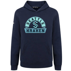 NHL Navy Seattle Kraken Levelwear Youth Podium Banner Arch Pullover Hoodie