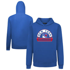 NHL Royal New York Rangers Levelwear Youth Podium Banner Arch Pullover Hoodie