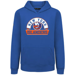 NHL Royal New York Islanders Levelwear Youth Podium Banner Arch Pullover Hoodie